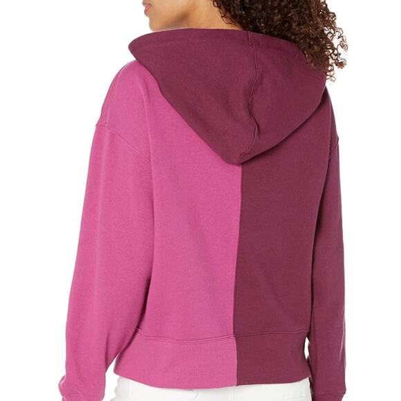 TOMMY HILFIGER SPORT Women's Colorblock Split Logo Hoodie XL Purple Crewneck NWT - Picture 3 of 11